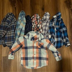 3T Boys plaid button long sleeved shirts